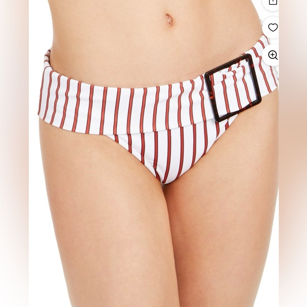 WeWoreWhat DARK RED STRIPES Annie Pinstripe Swim Bottom, US Large